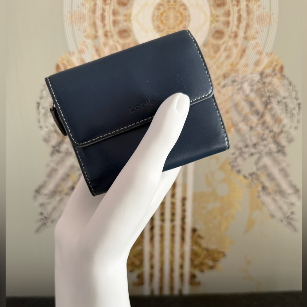 Lodis Blue and Grey Leather Wallet